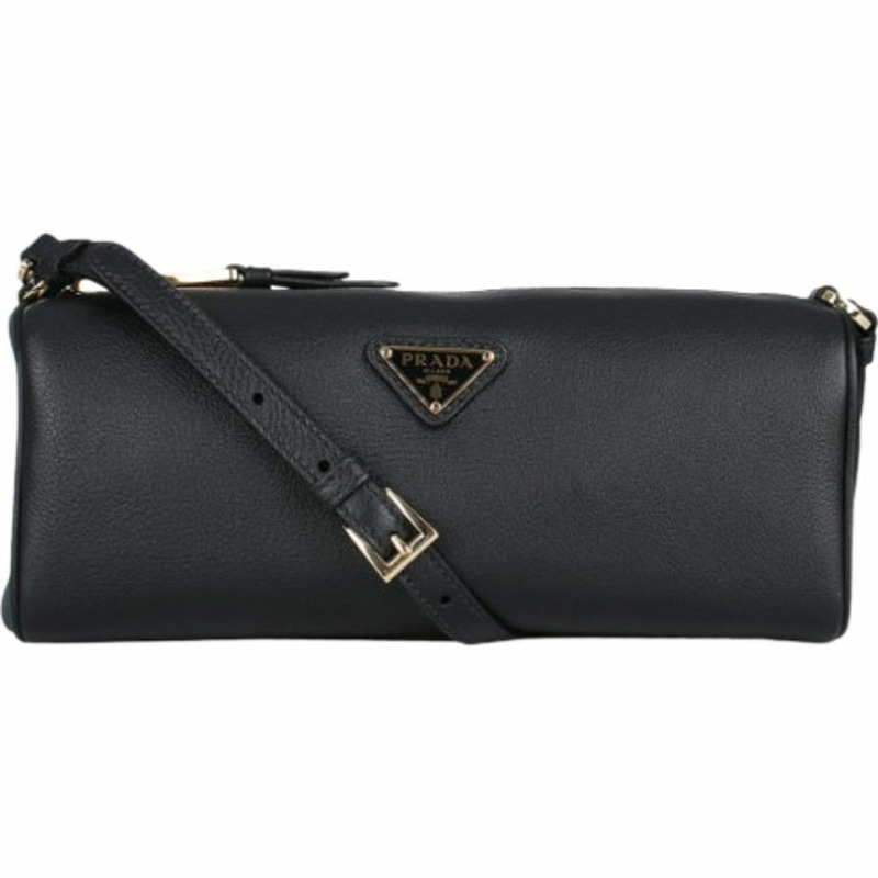 PRADA 三角形Logo軟皮肩背包 黑色 1BC239 2CYS F0002-1