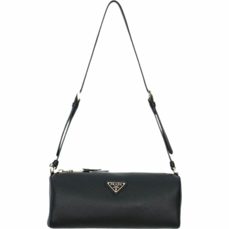 PRADA 三角形Logo軟皮肩背包 黑色 1BC239 2CYS F0002-2