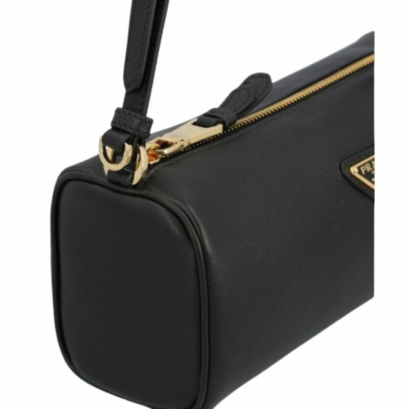 PRADA 三角形Logo軟皮肩背包 黑色 1BC239 2CYS F0002-6