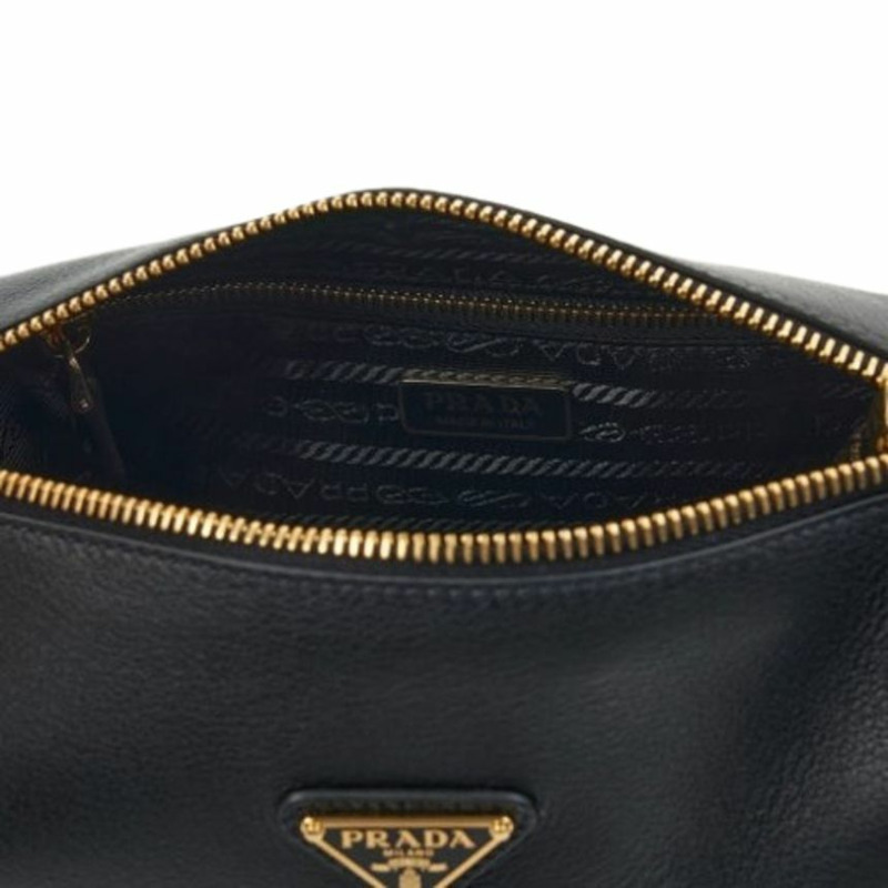 PRADA 三角形Logo軟皮肩背包 黑色 1BC239 2CYS F0002-7