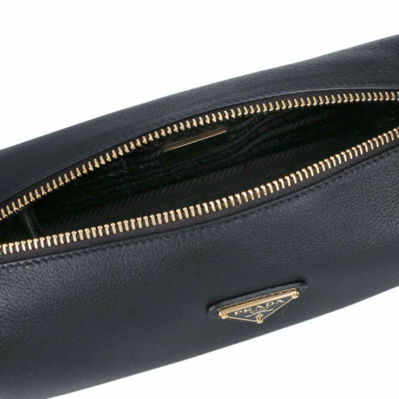 PRADA 三角形Logo軟皮肩背包 黑色 1BC239 2CYS F0002-10