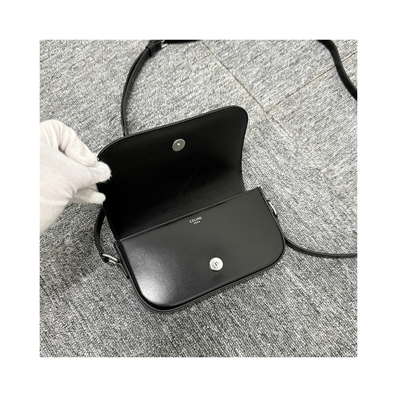 CELINE 小型 Triomphe 亮面小牛皮斜挎包-5
