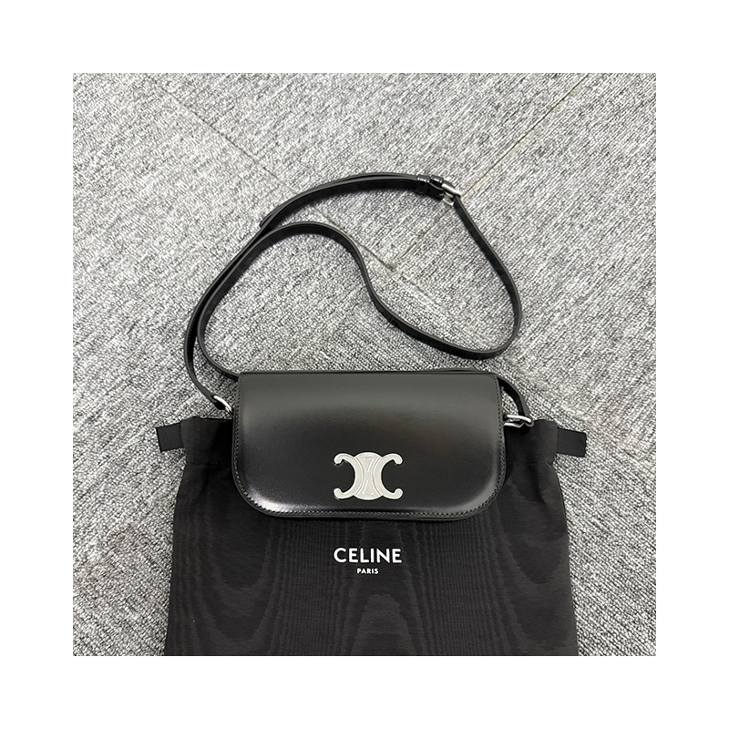 CELINE 小型 Triomphe 亮面小牛皮斜挎包-13