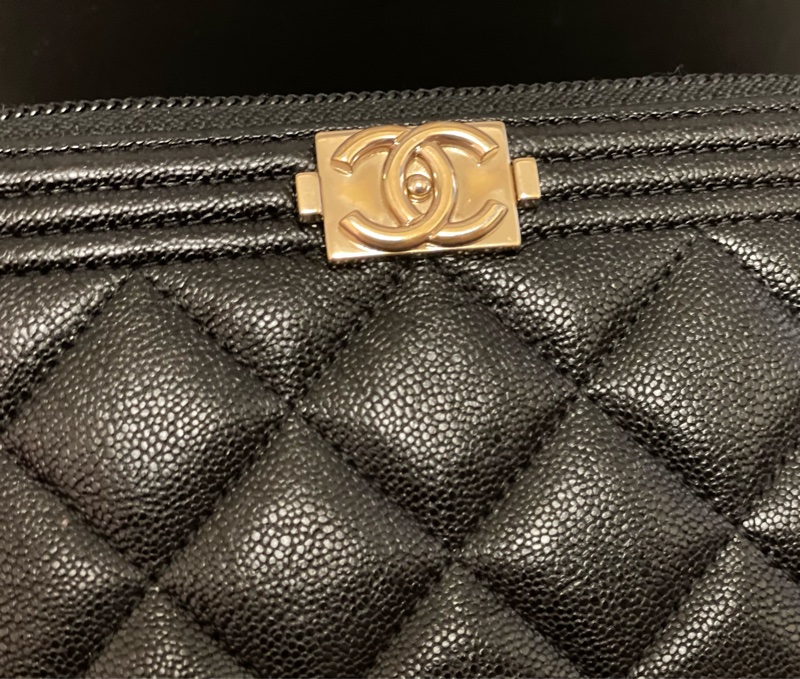 🔥近新~閒置釋出🔥Chanel boy 少見實用 黑金荔枝牛皮中夾-1