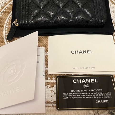 🔥近新~閒置釋出🔥Chanel boy 少見實用 黑金荔枝牛皮中夾-21