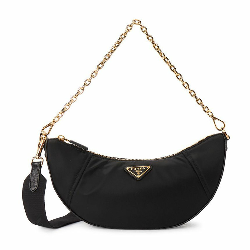 PRADA DemiLune Re-Nylon 女士鏈條單肩包 1BH222 R064 F0002 NOO-1