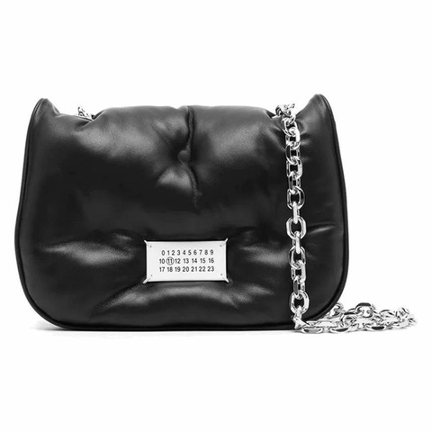 MAISON MARGIELA Glam Slam翻蓋鏈條肩斜背包 黑色