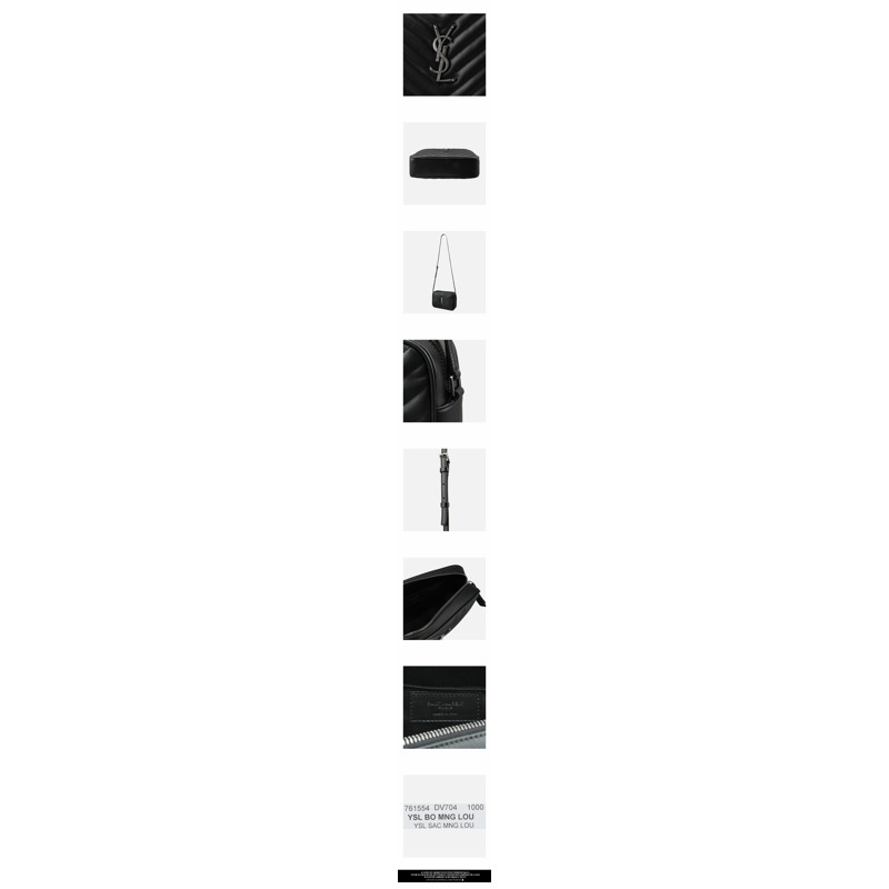 SAINT LAURENT 5S Lou 絎縫相機包 銀色黑色 761554 DV704 1000-2