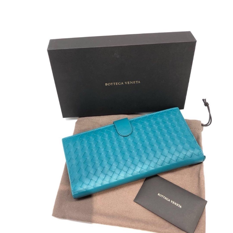 Bottega Veneta Intrecciato blue wallet-0