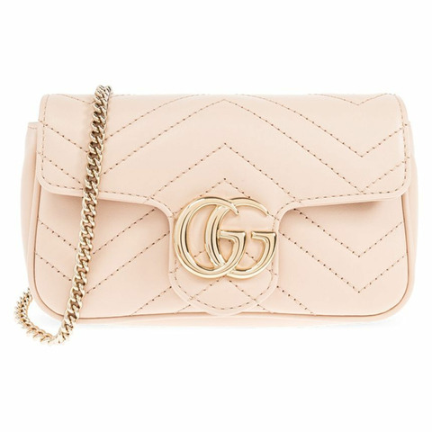 GUCCI GG Marmont Matelassé 超級迷你斜背包淺粉紅色印章：476433 DTDHD 6705