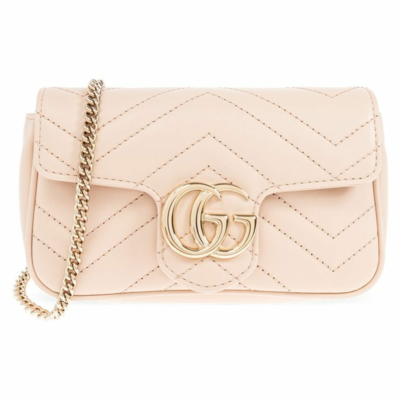 GUCCI GG Marmont Matelassé 超級迷你斜背包淺粉紅色印章：476433 DTDHD 6705-0