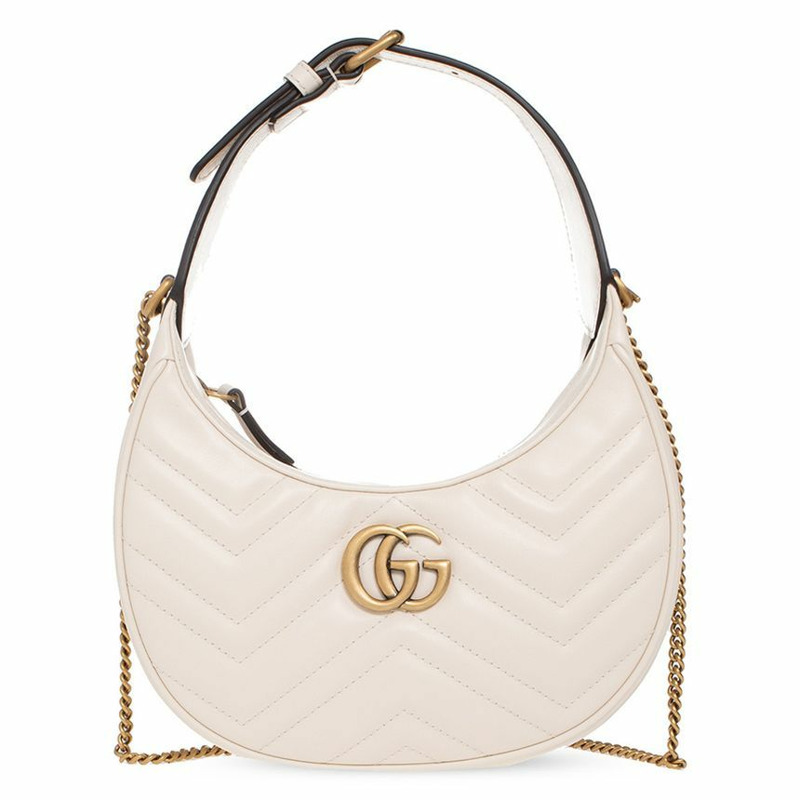GUCCI 25SS GG Marmont Matelassé 半月形托特斜背包 米白色 699514 DTDHT 9022-0
