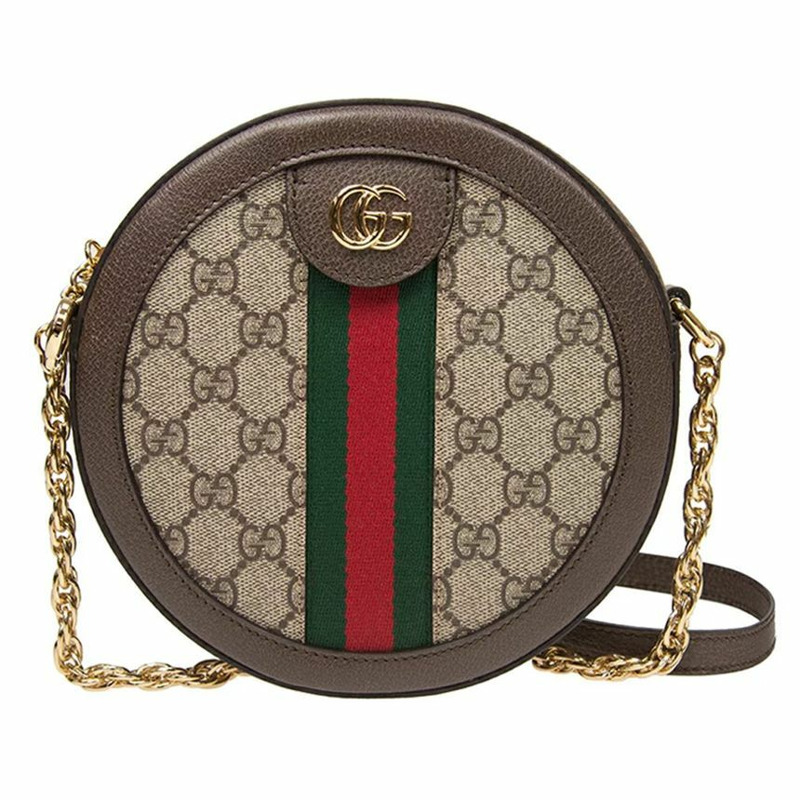 GUCCI Ophidia GG 迷你圓形鏈條包 米色 550618 96I3B 8745-0