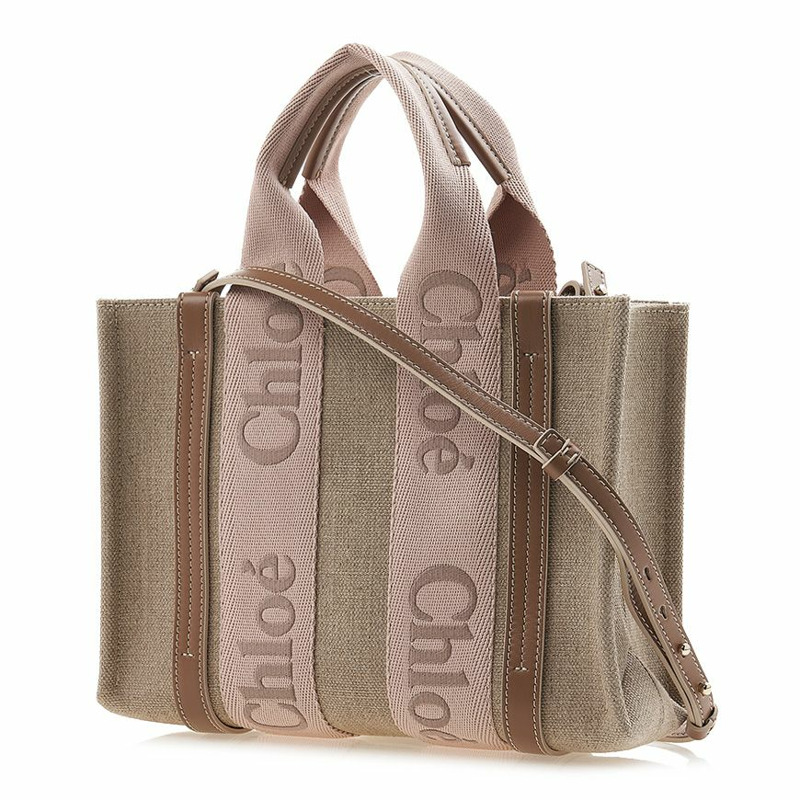 CHLOE 女士亞麻 Woody 小號手提包-1