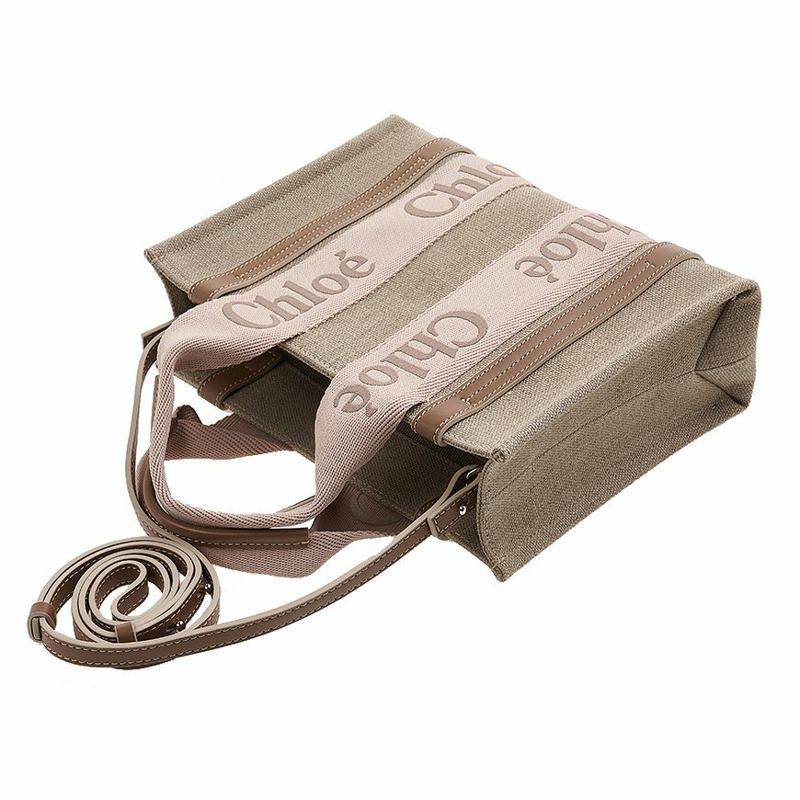 CHLOE 女士亞麻 Woody 小號手提包-3