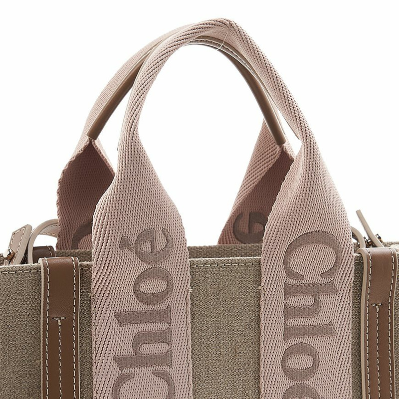 CHLOE 女士亞麻 Woody 小號手提包-6