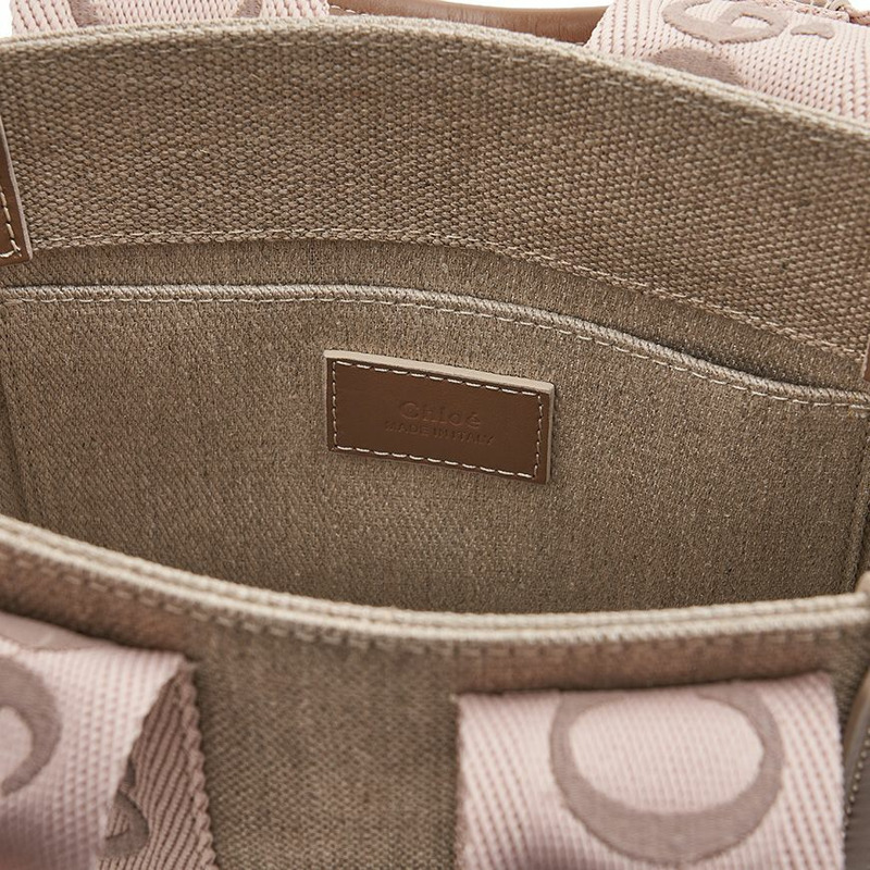 CHLOE 女士亞麻 Woody 小號手提包-9