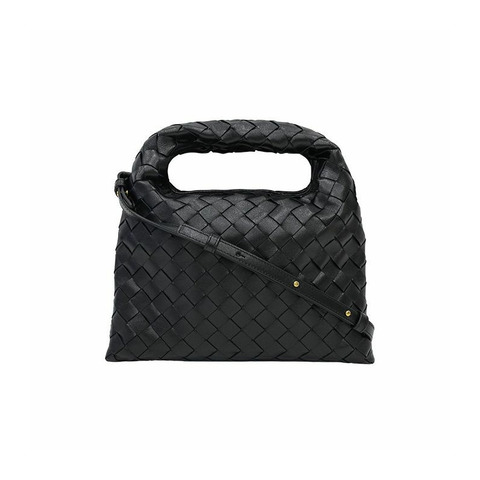 BOTTEGA VENETA Cafskin 皮革迷你 Hop 斜背包 黑色 777586 V3IV1 1139