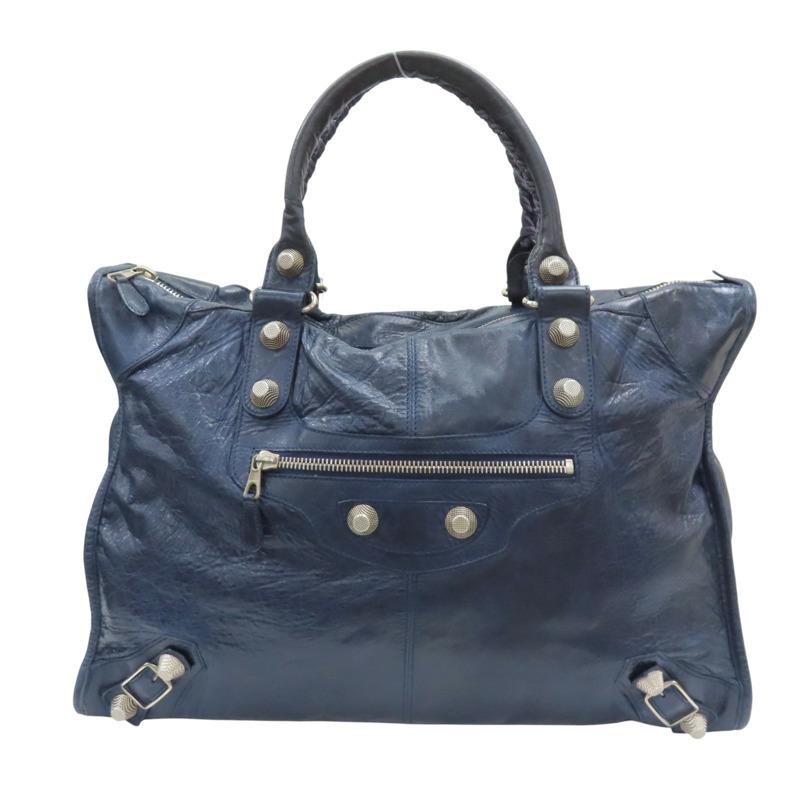 深藍色 牛皮 the weekender hand bag 肩背包【BALENCIAGA 巴黎世家】 177287-0
