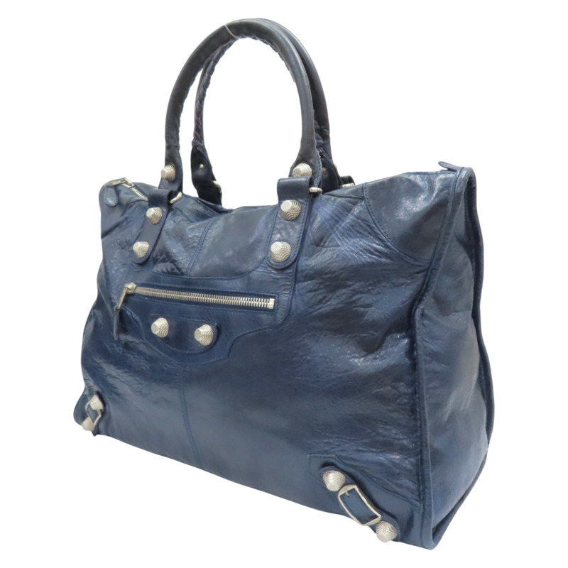 深藍色 牛皮 the weekender hand bag 肩背包【BALENCIAGA 巴黎世家】 177287-2