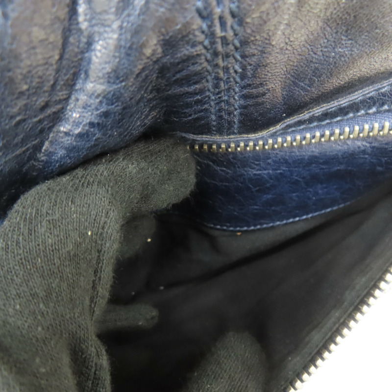 深藍色 牛皮 the weekender hand bag 肩背包【BALENCIAGA 巴黎世家】 177287-8