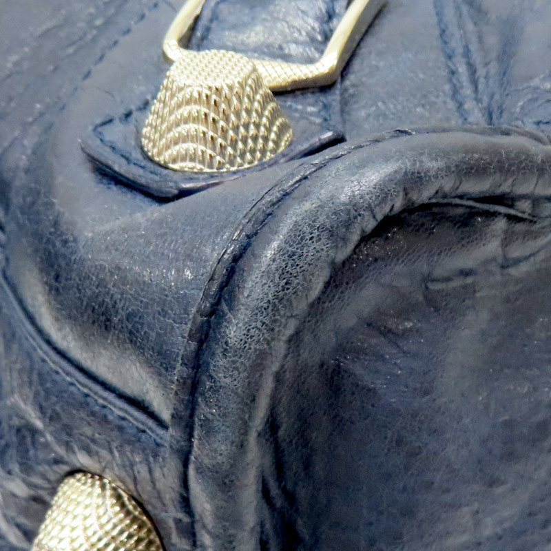 深藍色 牛皮 the weekender hand bag 肩背包【BALENCIAGA 巴黎世家】 177287-11