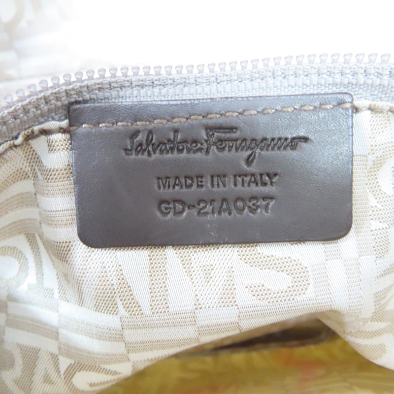 棕色 尼龍帆布 豹圖案 肩背包【Salvatore Ferragamo 菲拉格慕】-7