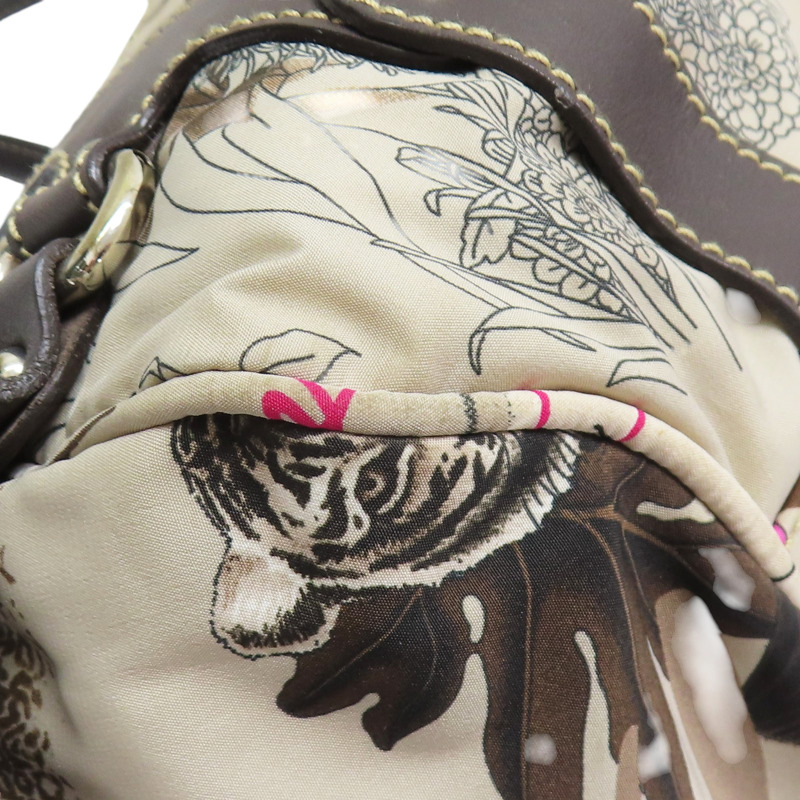 棕色 尼龍帆布 豹圖案 肩背包【Salvatore Ferragamo 菲拉格慕】-9