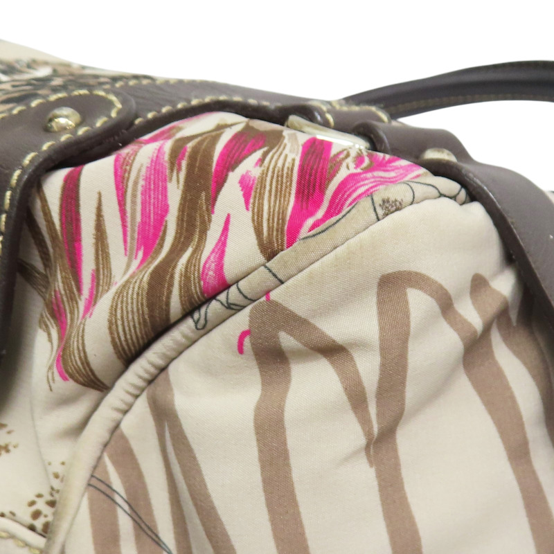 棕色 尼龍帆布 豹圖案 肩背包【Salvatore Ferragamo 菲拉格慕】-10