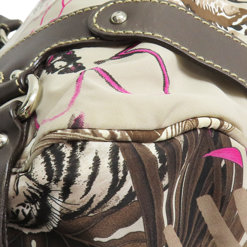 棕色 尼龍帆布 豹圖案 肩背包【Salvatore Ferragamo 菲拉格慕】-11