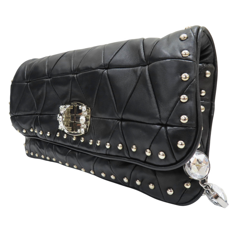 黑色 羊皮 肩背包【MIU MIU 繆繆】 RP0197-2