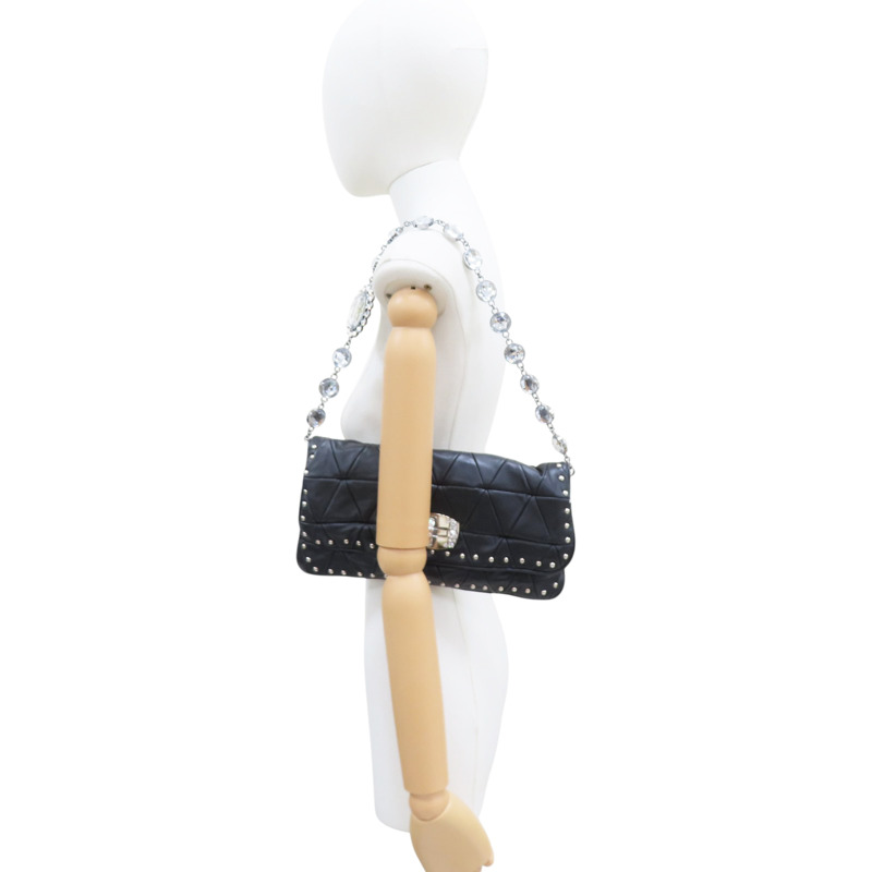 黑色 羊皮 肩背包【MIU MIU 繆繆】 RP0197-7