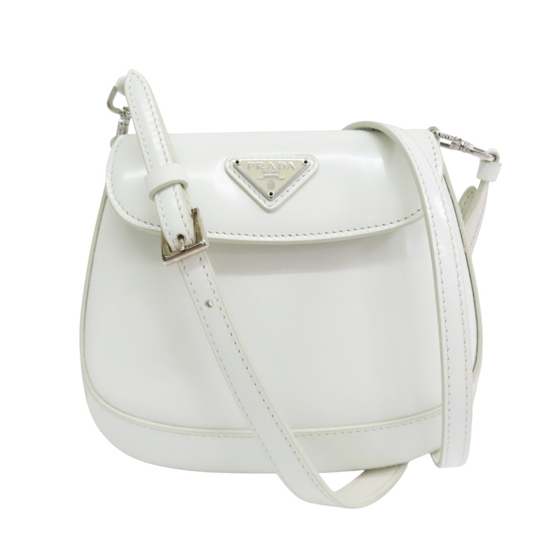 白色 亮面牛皮 兩用包【PRADA 普拉達】 1BH188-0