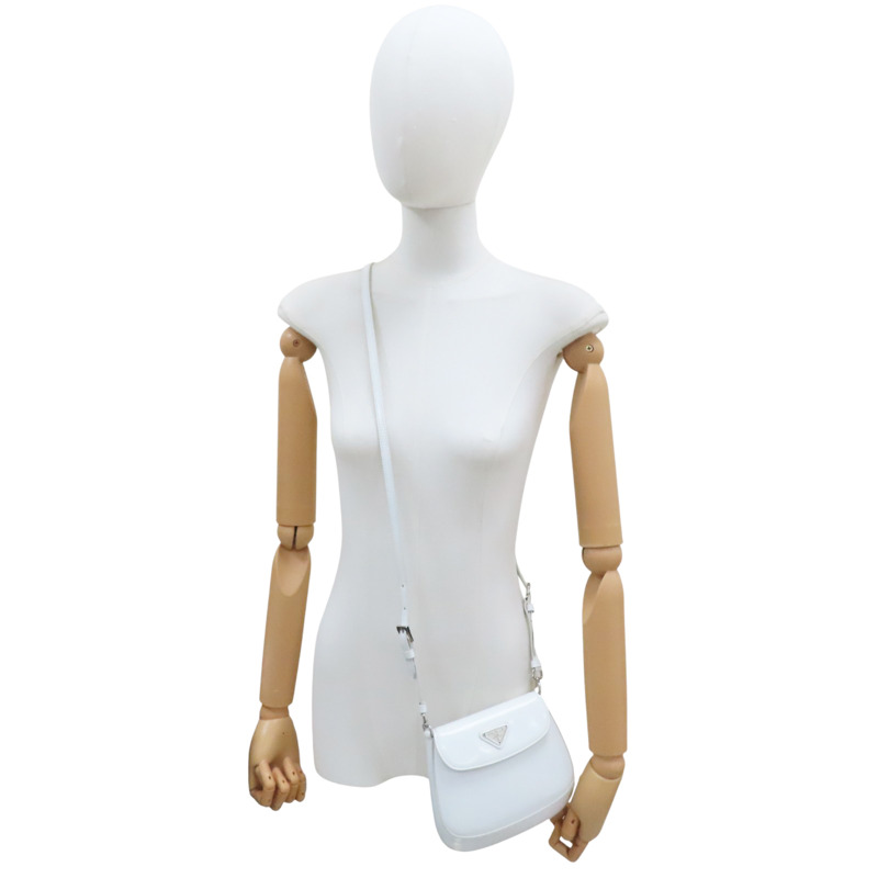 白色 亮面牛皮 兩用包【PRADA 普拉達】 1BH188-7