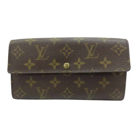 棕色 原花帆布 Portemonne Credit 扣式長夾 M61726 【LOUIS VUITTON LV 路易威登】 M61726