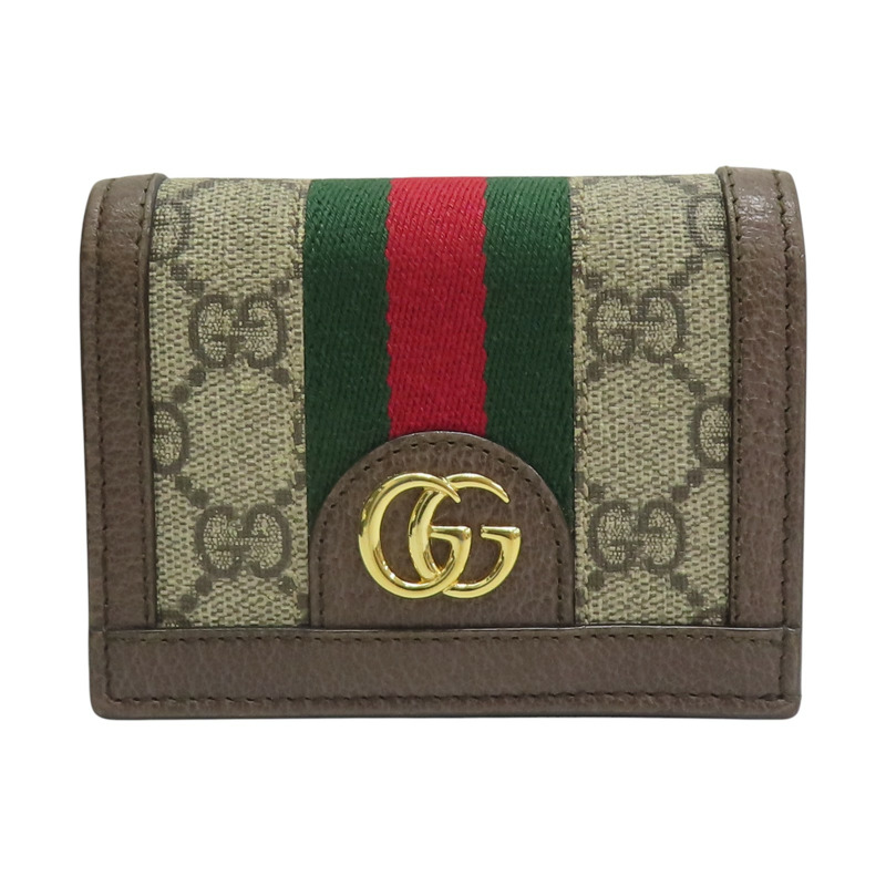 烏木色 緹花帆布 OphidiaGG 扣式短夾 523155【GUCCI 古馳】 #523155-0