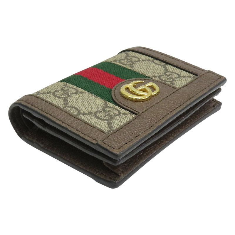 烏木色 緹花帆布 OphidiaGG 扣式短夾 523155【GUCCI 古馳】 #523155-2