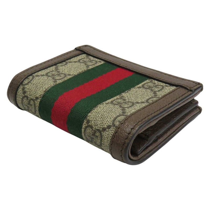 烏木色 緹花帆布 OphidiaGG 扣式短夾 523155【GUCCI 古馳】 #523155-3