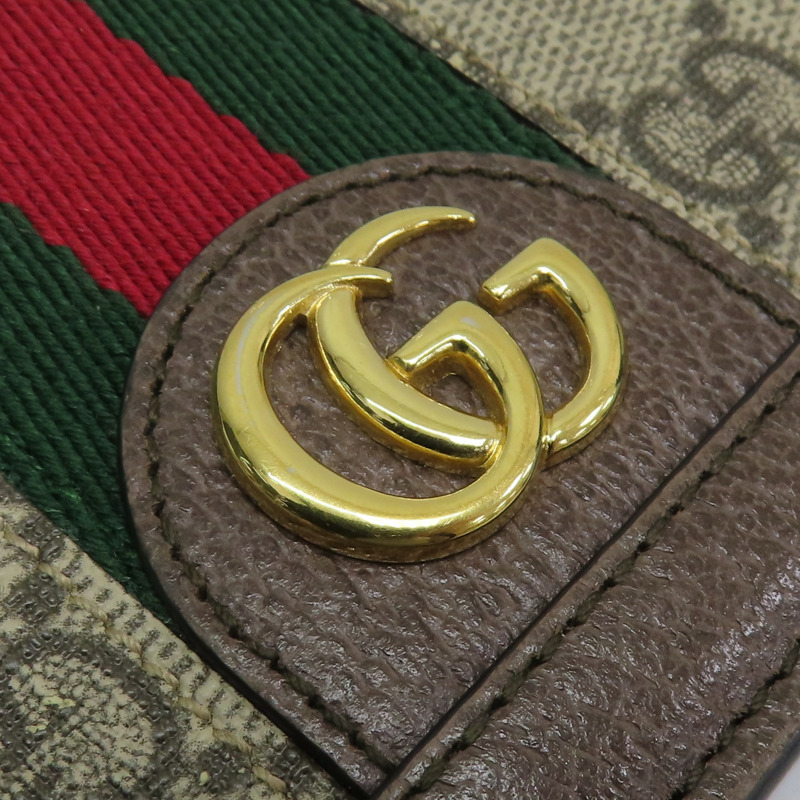 烏木色 緹花帆布 OphidiaGG 扣式短夾 523155【GUCCI 古馳】 #523155-8