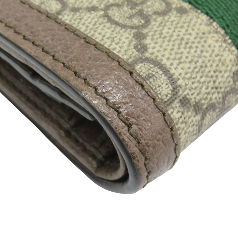 烏木色 緹花帆布 OphidiaGG 扣式短夾 523155【GUCCI 古馳】 #523155-13