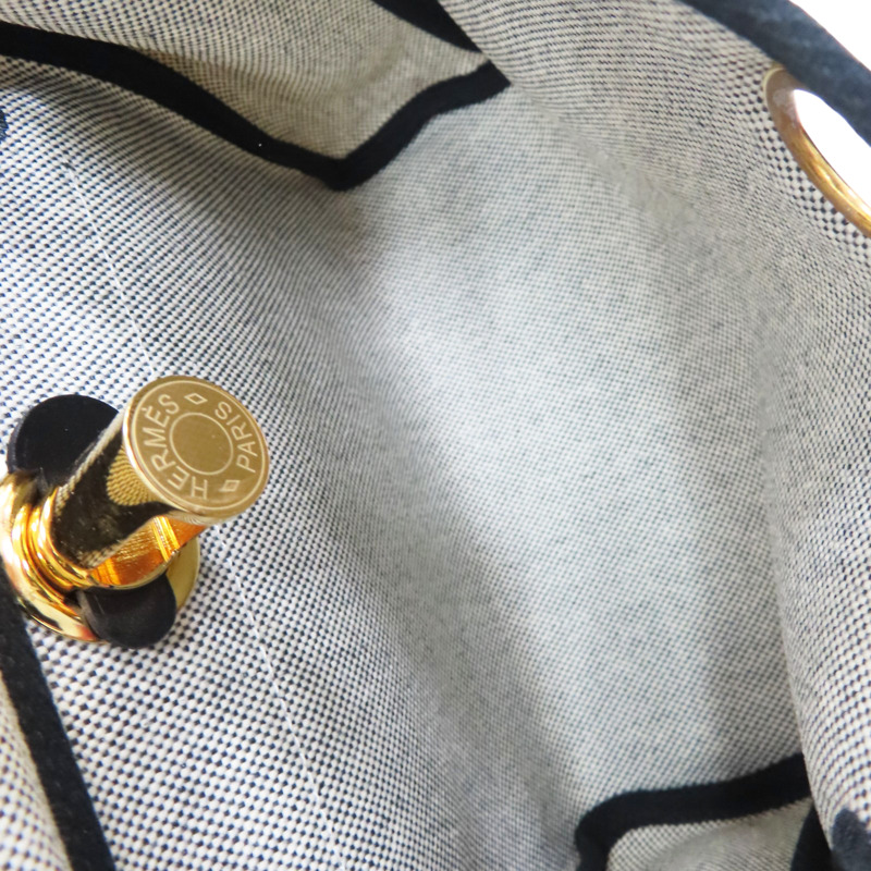 黑色牛皮 灰色帆布 mini herbag 肩背包 金釦 K刻【HERMES 愛馬仕】-4