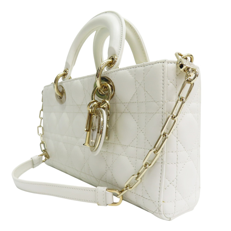 白色 羊皮 Lady Dior D-Joy Medium 兩用包【Dior 迪奧】 M0540ONGE_M030-2