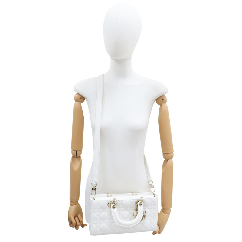 白色 羊皮 Lady Dior D-Joy Medium 兩用包【Dior 迪奧】 M0540ONGE_M030-6