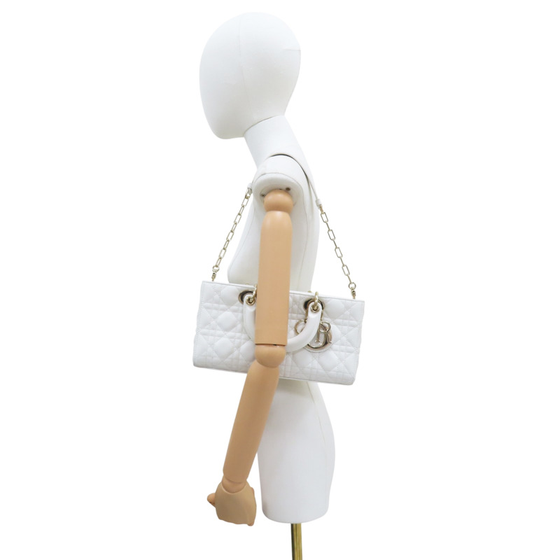 白色 羊皮 Lady Dior D-Joy Medium 兩用包【Dior 迪奧】 M0540ONGE_M030-7