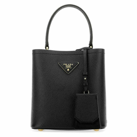 PRADA 25FW Saffiano 雙小水桶包 黑色 1BA217 2ERX F0002