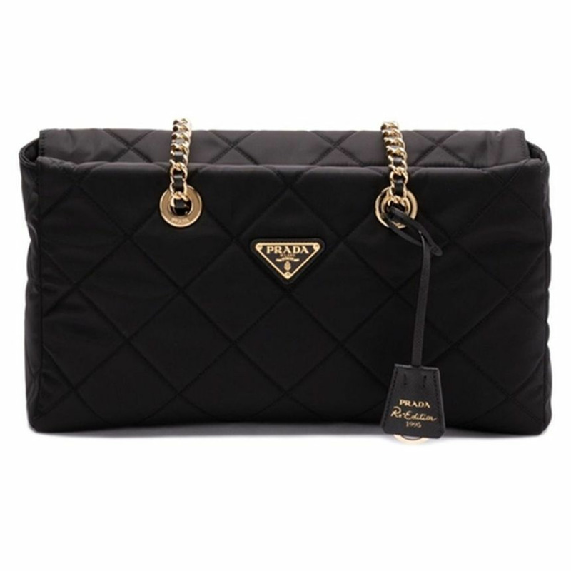 PRADA 三角形標誌復刻版 1955 鏈條單肩包 黑色 1BG551 2AOS F0002-0