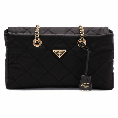 PRADA 三角形標誌復刻版 1955 鏈條單肩包 黑色 1BG551 2AOS F0002