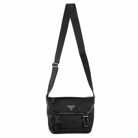 PRADA 三角形標誌尼龍肩包 黑色 2VD066 2DMG F0002