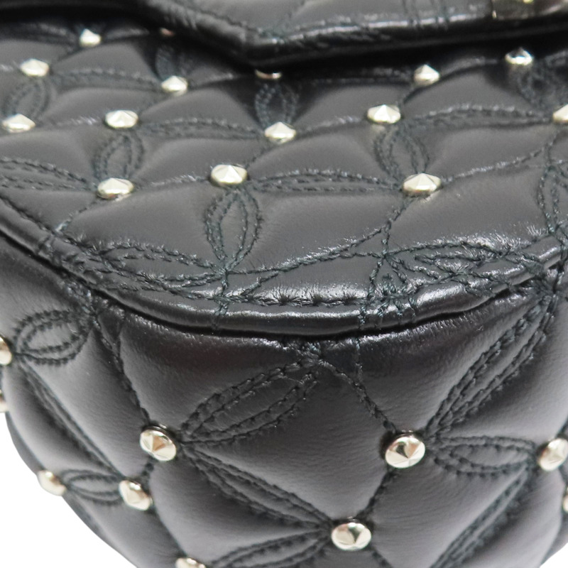 黑色 牛皮 圓鉚釘 Divas Dream 鍊帶肩背包【BVLGARI 寶格麗】-9