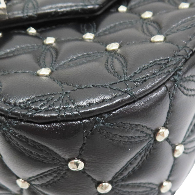 黑色 牛皮 圓鉚釘 Divas Dream 鍊帶肩背包【BVLGARI 寶格麗】-10